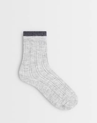Asos Design Ribbed Socks With Layered Soft Frill Top In Multi