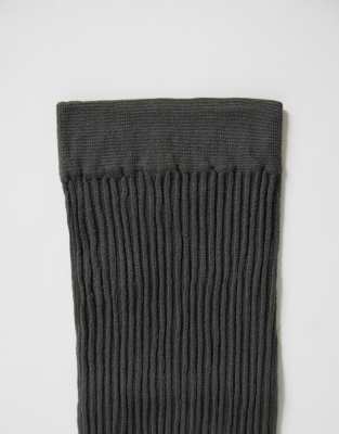 Asos Design Ribbed Stirrup Socks In Grey