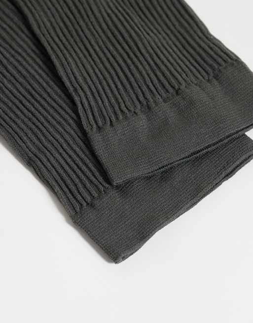 ASOS DESIGN ribbed stirrup socks in grey, 2 of 3