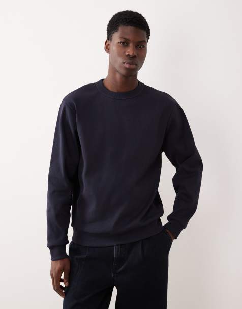 ASOS DESIGN ribbed sweatshirt in navy - NAVY - view 1