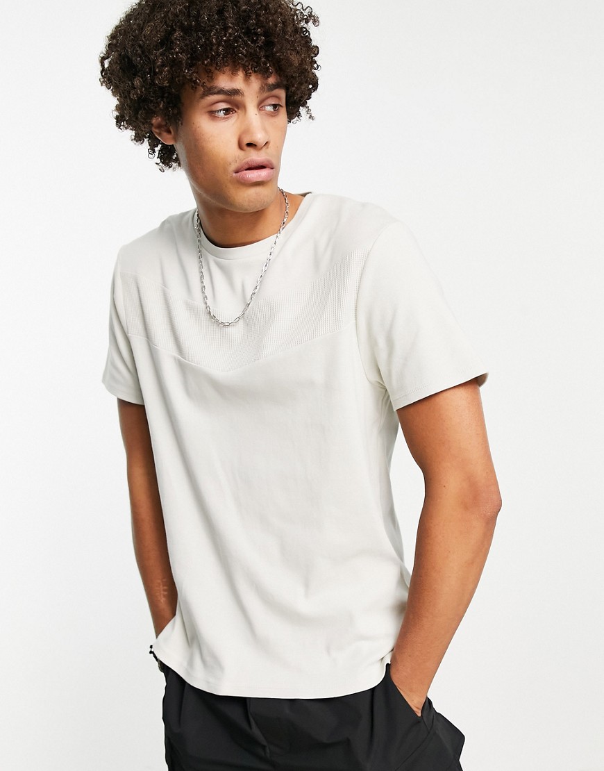 ASOS DESIGN ribbed T-shirt in khaki with waffle detail-Green