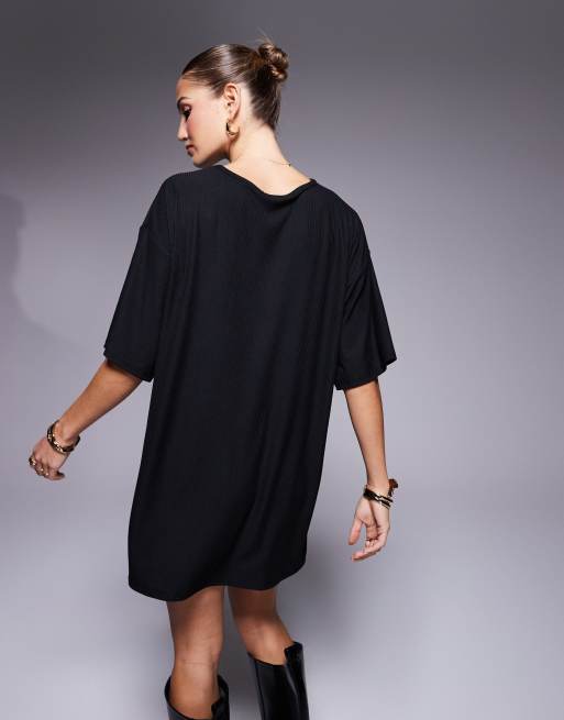 ASOS DESIGN ribbed T shirt mini dress in black | ASOS