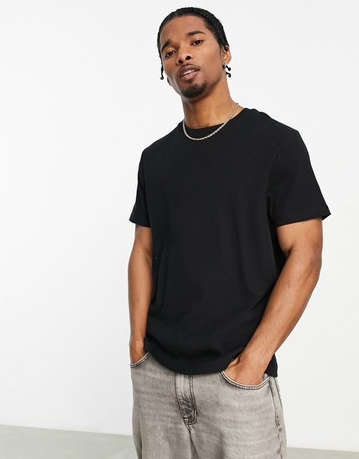 ASOS DESIGN ribbed t-shirt with crew neck in black | ASOS