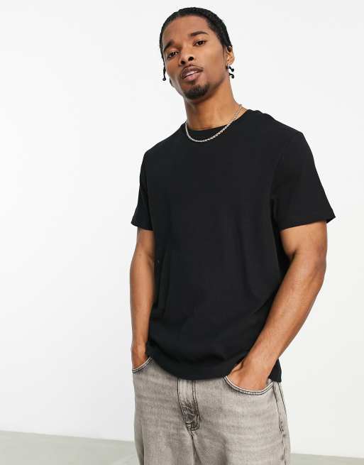 ASOS DESIGN ribbed t-shirt with crew neck in black | ASOS