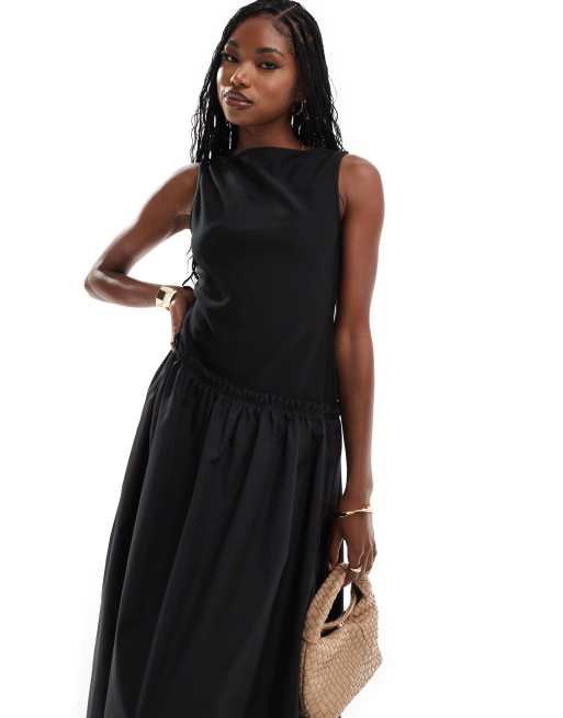 Long black tank maxi dress best sale