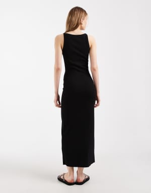ASOS DESIGN ribbed tank midi dress in black