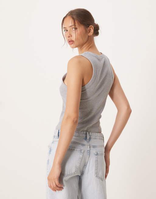 ASOS DESIGN ribbed tank top in gray heather, 2 of 4