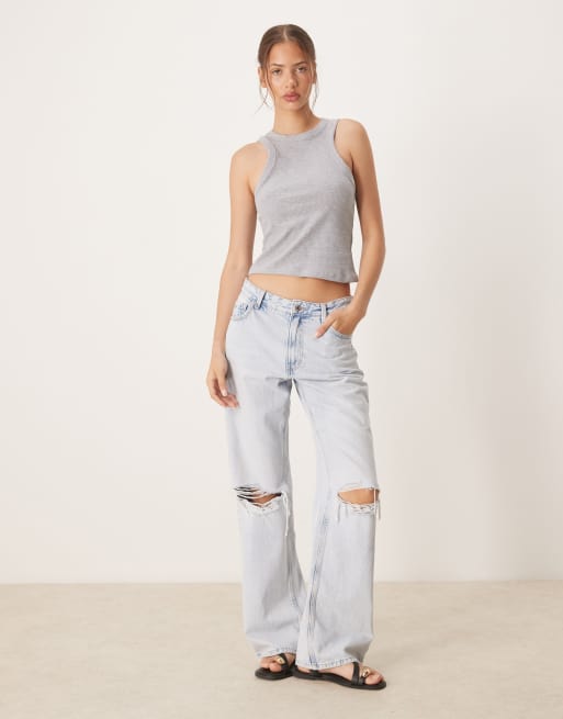 ASOS DESIGN ribbed tank top in gray heather, 4 of 4