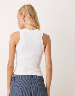 Asos Design Ribbed Tank Top In White