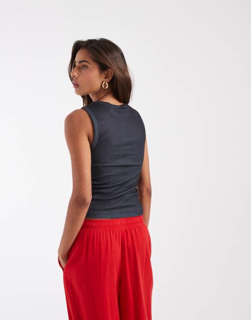 ASOS DESIGN ribbed tank top with photographic print, 4 of 4