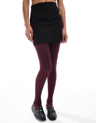 ASOS DESIGN ASOS DESIGN ribbed tights in plum-Purple