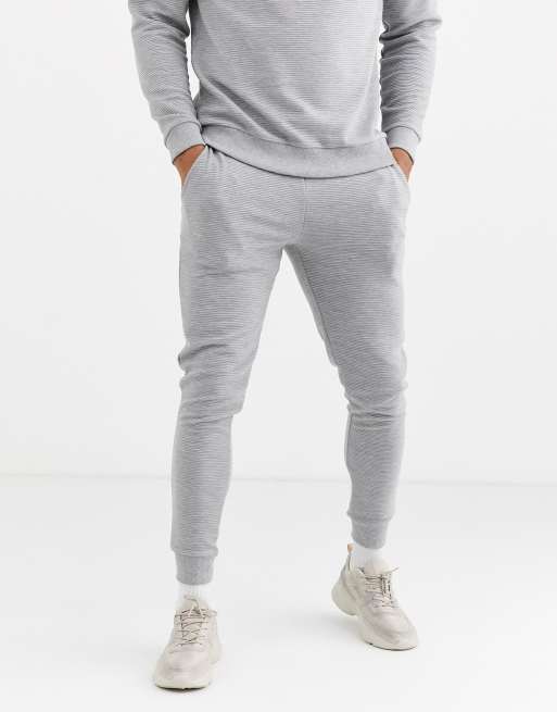 Grey hot sale ribbed tracksuit