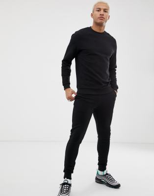 black ribbed tracksuit
