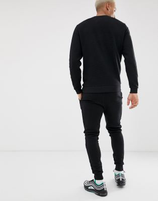 black ribbed tracksuit