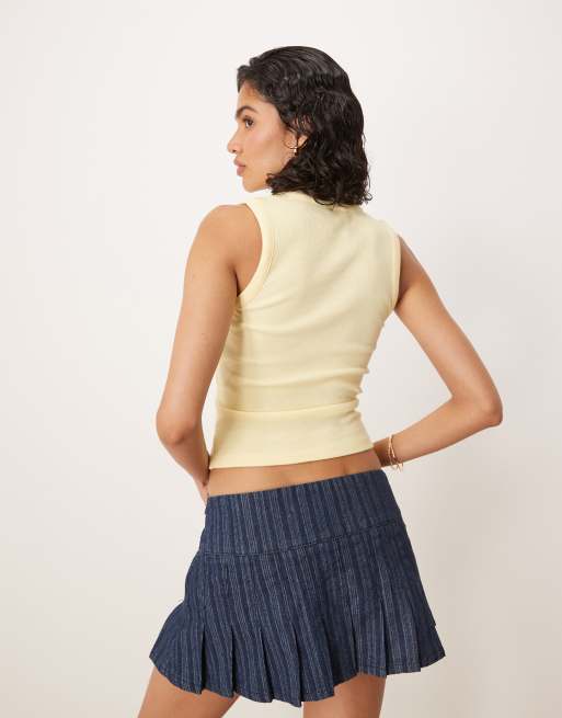ASOS DESIGN ribbed v neck tank top in lemon