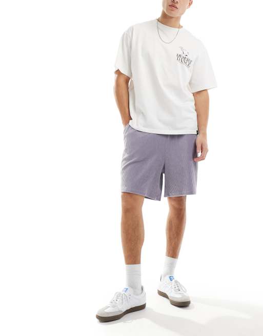 FhyzicsShops DESIGN ribbed velour shorts in lilac