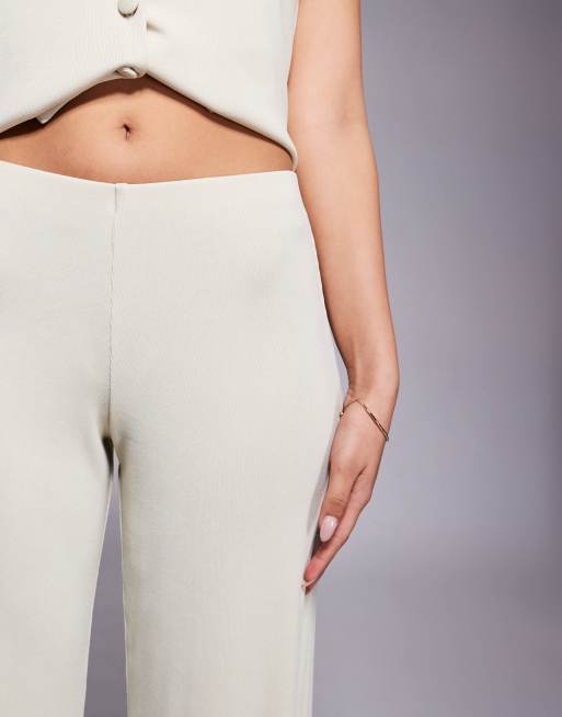 ASOS DESIGN ribbed wide leg pants in stone - part of a set, 5 of 5
