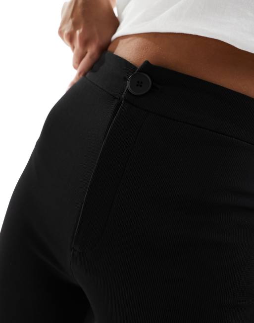 ASOS DESIGN - Ribstrikkede ottoman-bukser med slidser i kanterne og svaj i sort, 5 af 5