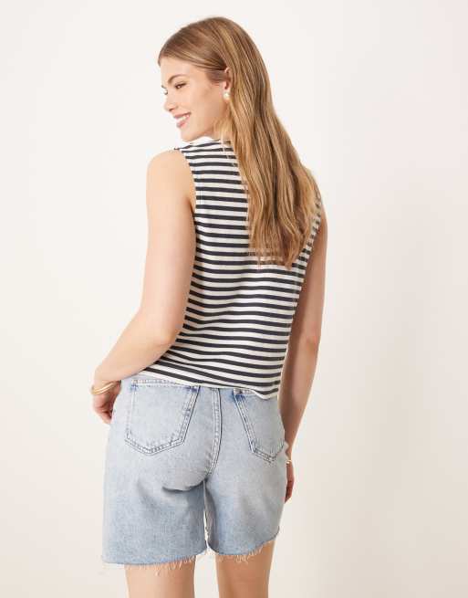 ASOS DESIGN - Ribstrikket habitvest med gennemgående knapper og striber, 4 af 4