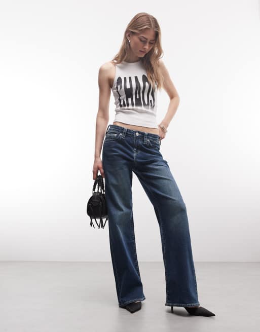 ASOS DESIGN - Ribstrikket hvid top med dyb rund hals og 'Chaos'-print, 3 af 4