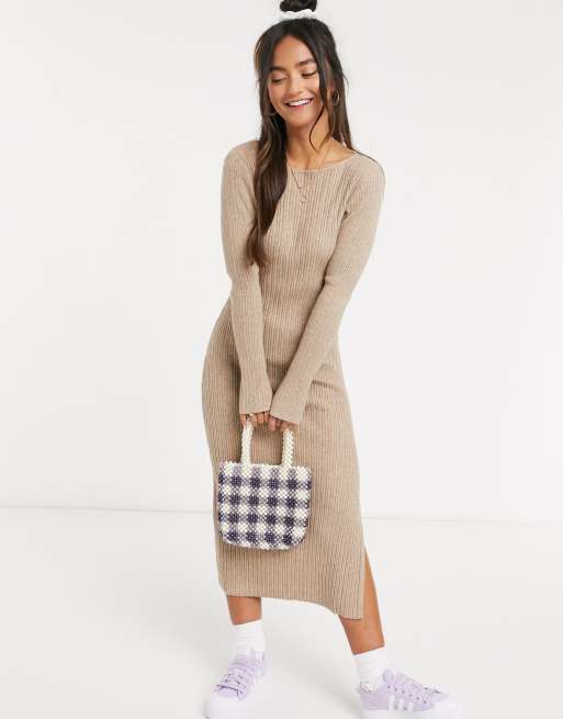 ASOS DESIGN - ribstrikket midikjole med rund hals, 4 af 4
