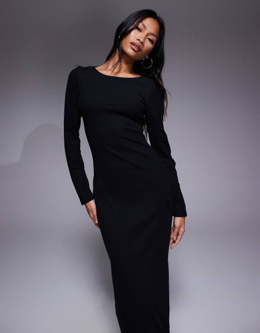 ASOS DESIGN - Ribstrikket og sort maxikjole med slids, 4 af 4