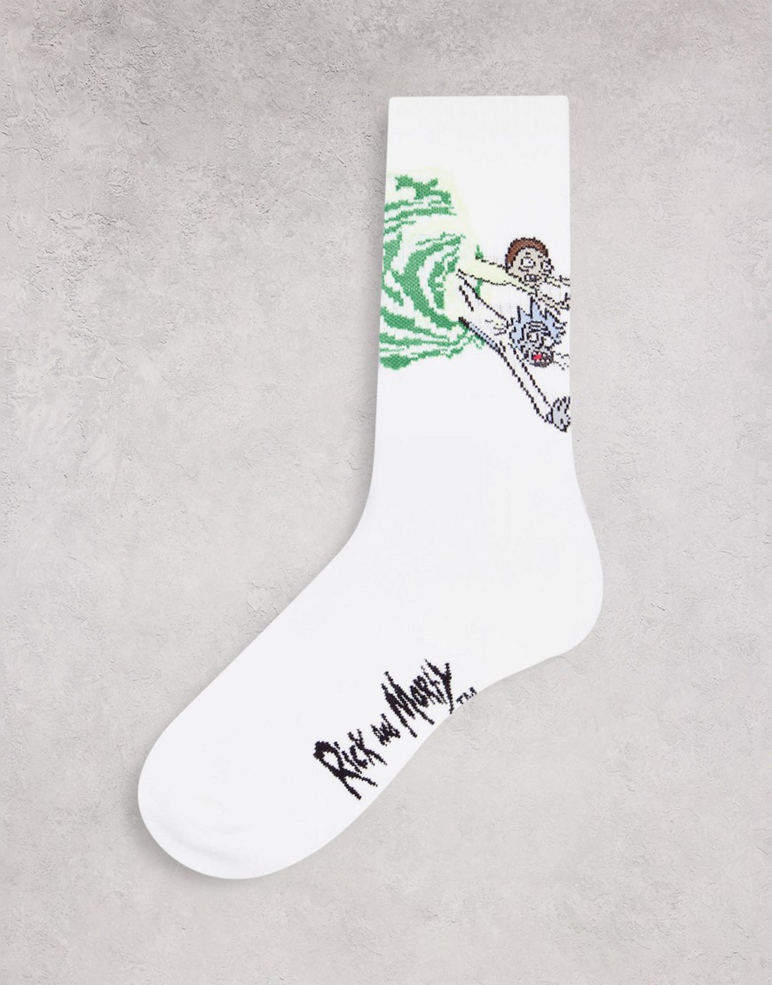 ASOS DESIGN Rick and Morty swirl sports socks in white