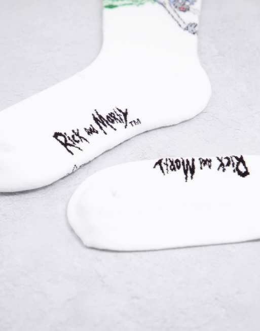ASOS DESIGN Rick and Morty swirl sports socks in white, 2 of 4