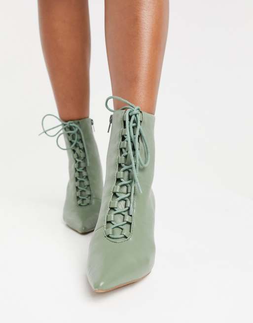 sage lace-up chelsea boots