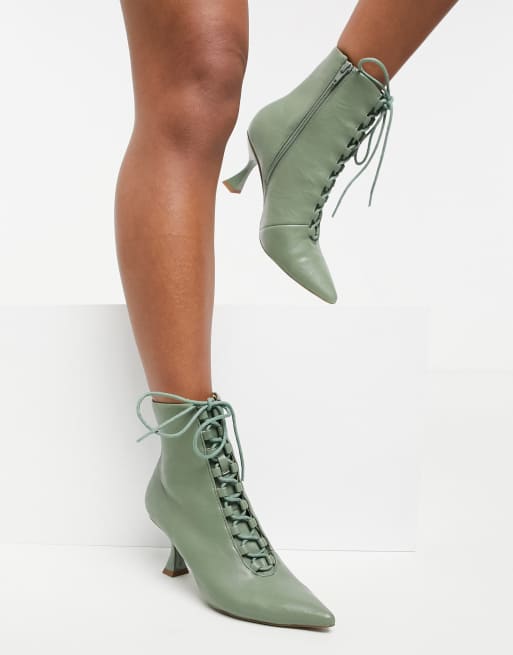 Green lace 2025 up booties