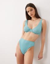 ASOS DESIGN Riddy glitter rib knit bikini set in aqua | ASOS