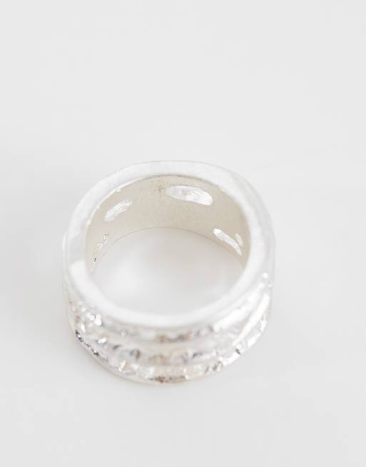 ASOS DESIGN ridge textured ring in silver, 2 of 3
