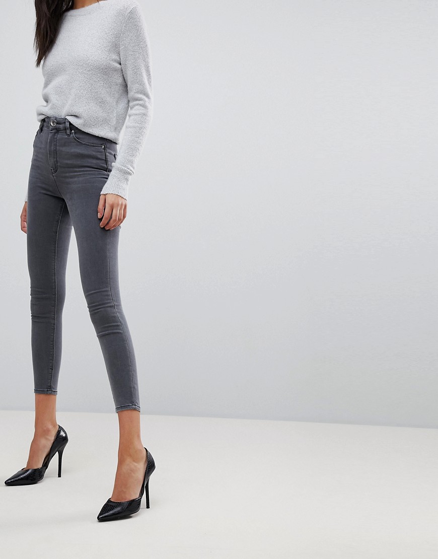 ASOS DESIGN Ridley high rise skinny jeans in gray-Grey