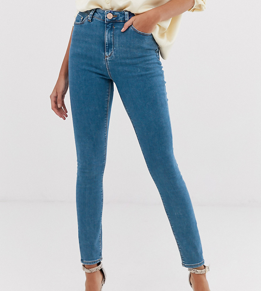 ASOS DESIGN - Ridley - Skinny jeans met hoge taille en lichte wassing-Blauw