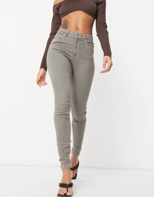 ASOS DESIGN - Ridley - 'Skinny' jeans met hoge taille in grijs