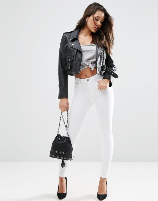ASOS DESIGN – Ridley – Vita skinny jeans med hög midja
