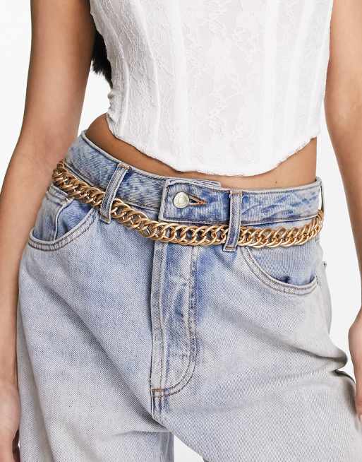 ASOS DESIGN - Riem met grove schakels in goud