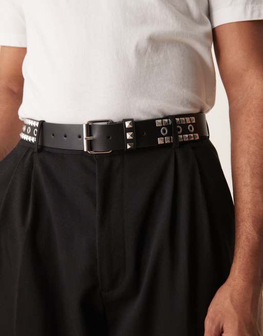 ASOS DESIGN - Riem met studs in zwart