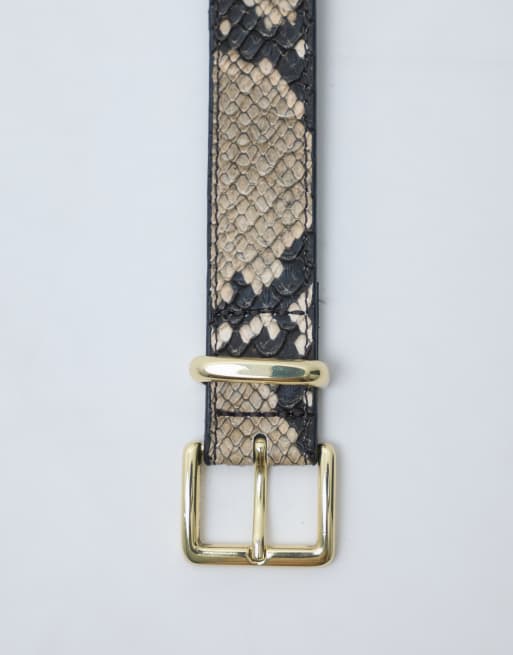 ASOS DESIGN riem met vierkante gesp in slangenprint, 3 van 4