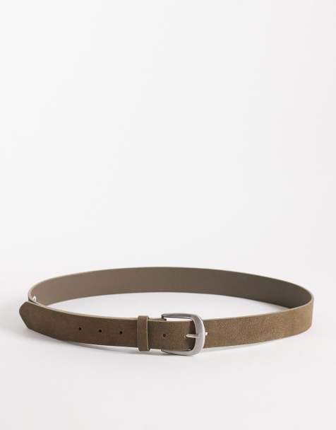 ASOS DESIGN - Riem van echt suède in kaki - view 1