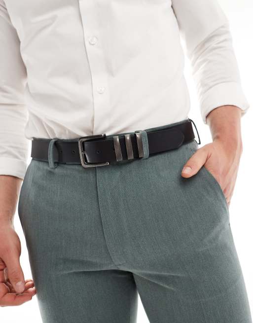 ASOS DESIGN - Riem van imitatieleer met drie metalen houders in zwart
