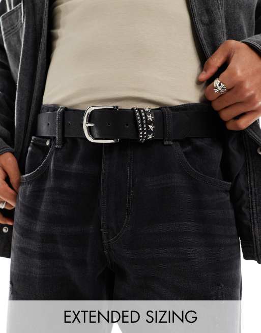 ASOS DESIGN - Riem van imitatieleer met keeper met studs in zwart