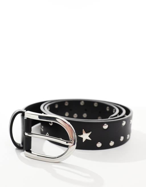 ASOS DESIGN - Riem van imitatieleer met sterren en studs in zwart, 2 van 4