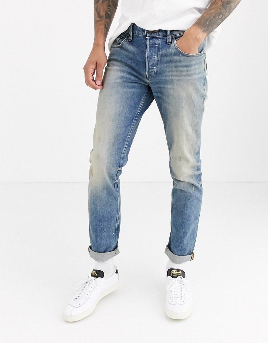 ASOS DESIGN rigid slim 'american classic' jeans in vintage mid wash blue with heavy wash