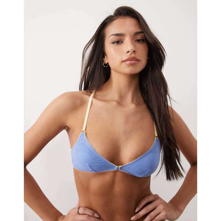 ASOS DESIGN Rikki sheer mesh front closure triangle bra with