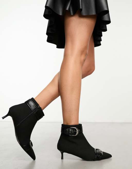 Black ankle store kitten heel boots