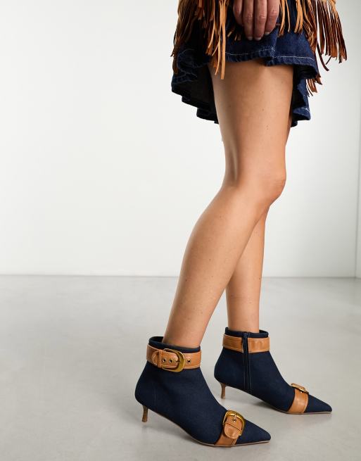 Blue kitten clearance heel ankle boots