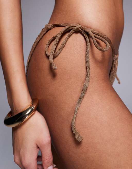 ASOS DESIGN - Riley Rio - Mokkabrune bikinitrusser med bindebånd i siderne, 2 af 4