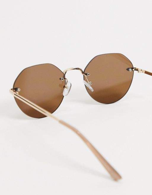 ASOS DESIGN rimless retro sunglasses with gradient lens in gold