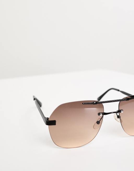 ASOS DESIGN rimless retro sunglasses with gradient lens in gold